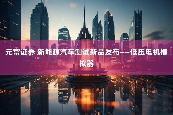 元富证券 新能源汽车测试新品发布——低压电机模拟器