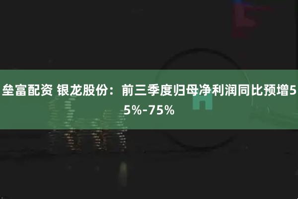 垒富配资 银龙股份：前三季度归母净利润同比预增55%-75%